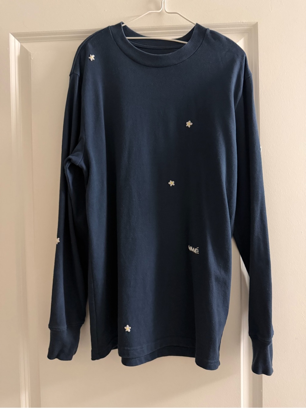 Aime Leon Dore Floral embroidered long sleeves t-shirt in navy XS